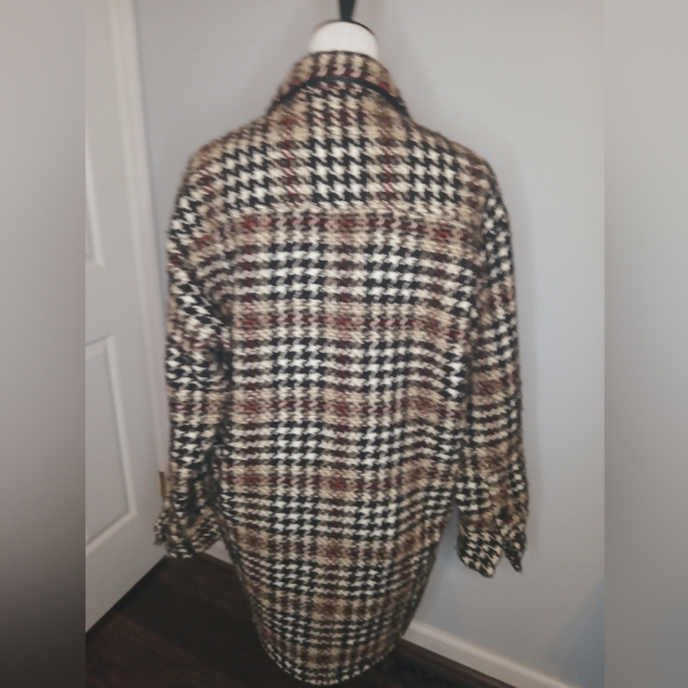The Kooples Plaid Tweed Oversized Button Front Jacket - Picture 4 of 8